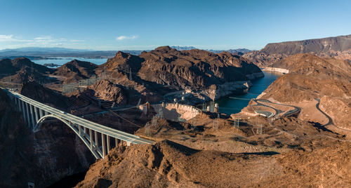 Aerial view of the hoover dam in united states.