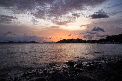 Scenic view of sea against sky during sunset