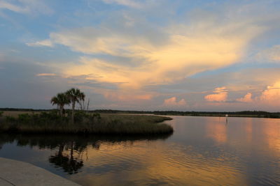 Scenic view of sea at sunset