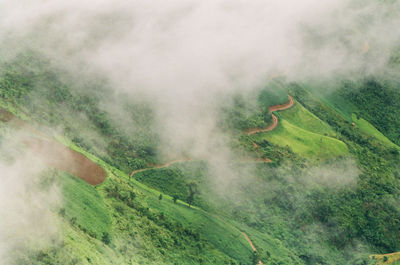 High angle view of sunlight falling on land