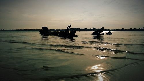 Scenic view of sea at sunset