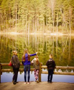 Full length of women standing by lake