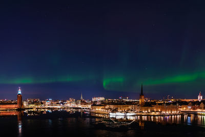 Illuminated city at night