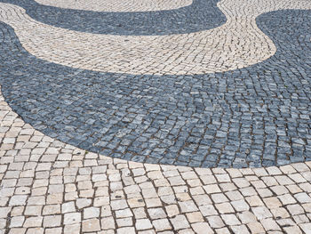 High angle view of cobblestone street