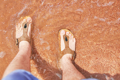 Low section of man legs in water