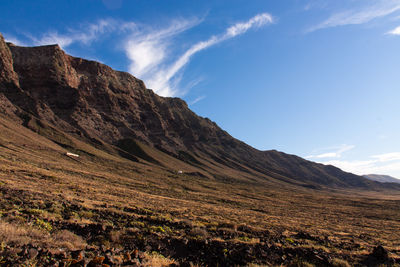 Scenic view of mountains against cloudy sky