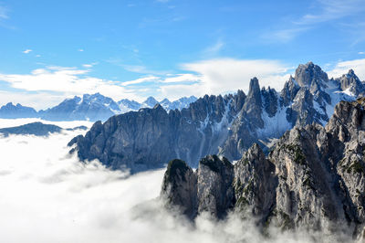 Mountain peak above clouds