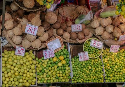 Various fruits for sale at market stall