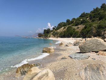 Scenic view of beach against sky