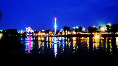 View of illuminated city at night