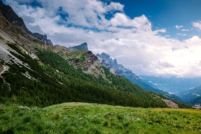 Scenic view of mountains against sky