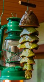 Low angle view of christmas decoration hanging on wall