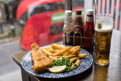 Close-up of food on table