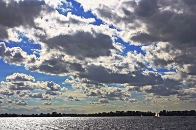 Scenic view of sea against cloudy sky