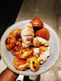 High angle view of food in plate