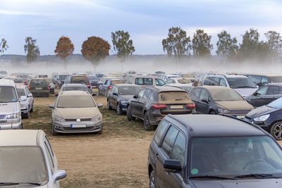 View of cars in parking lot