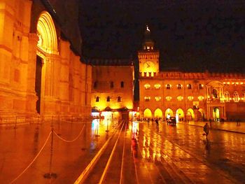 View of illuminated city at night