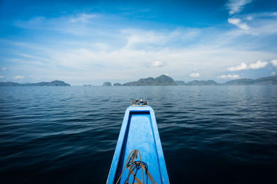 Boat on sea against sky