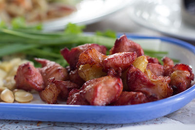 Close-up of meat in plate