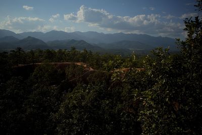 Scenic view of mountains against sky