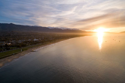 Sunrise in santa barbara, california. ocean and beautiful sky in background.