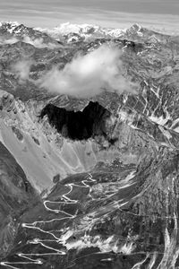 Aerial view of sea and mountains