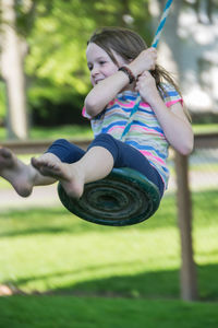 Fun on the tree swing