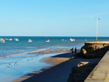 Scenic view of sea against clear sky