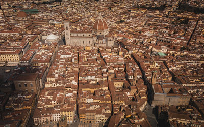 High angle view of buildings in city