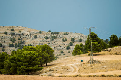 Scenic view of landscape against clear blue sky