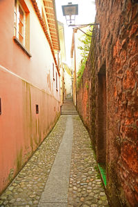 Narrow alley along buildings