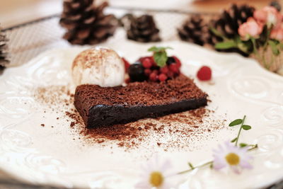 Close-up of cake in plate