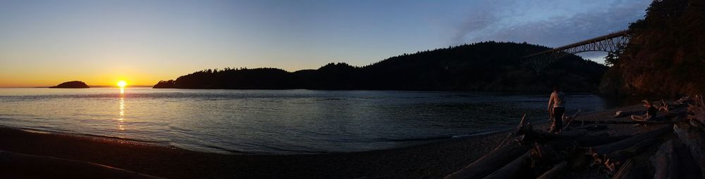 Scenic view of calm sea at sunset
