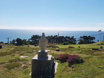 Scenic view of sea against clear sky