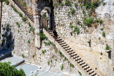 High angle view of old building