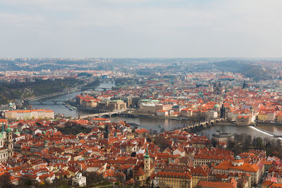 Aerial view of cityscape against sky