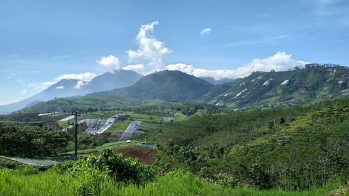 Scenic view of mountains against sky