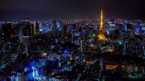 Temptative illumination of tokyo city at night