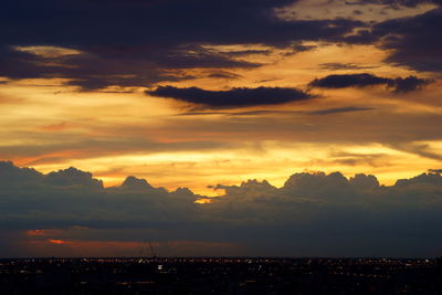 Silhouette buildings against sky during sunset