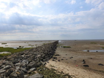 Scenic view of beach against sky