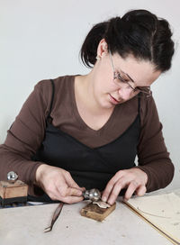 Man working on table