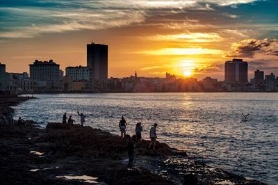 Scenic view of sea against sky during sunset