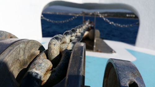 Close-up of wood at harbor