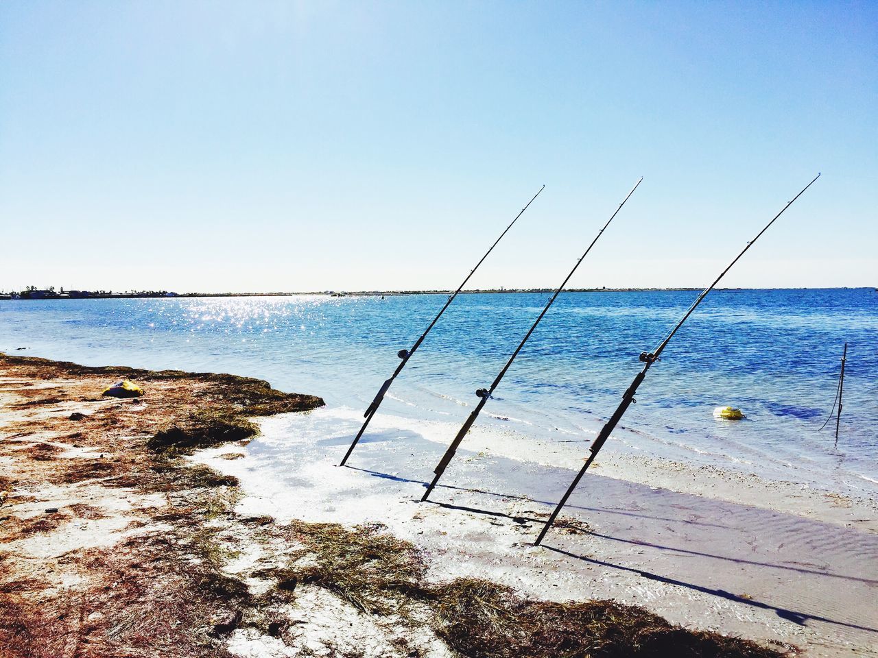 water, clear sky, sea, tranquility, tranquil scene, horizon over water, copy space, blue, nature, scenics, beauty in nature, beach, reflection, day, shore, outdoors, sky, no people, idyllic, non-urban scene