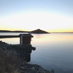 Scenic view of sea against clear sky