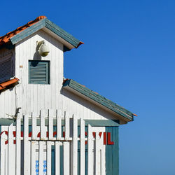 Low angle view of building against clear sky