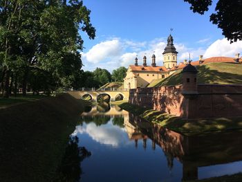 View of the neavizh castle in belarus