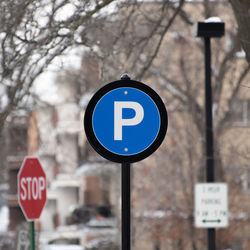 Parking sign in city