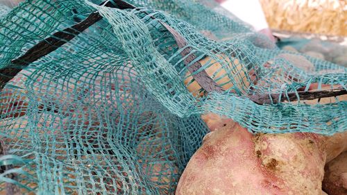 High angle view of fishing net