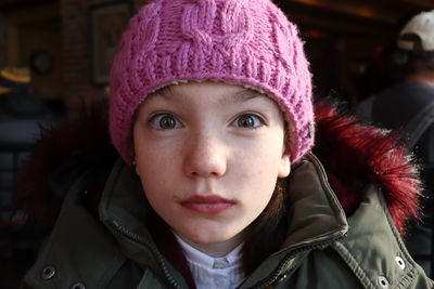 Portrait of girl wearing hat